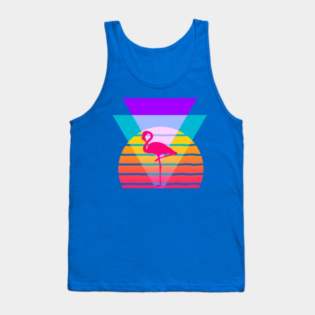 Pink Flamingo 80s Nostalgia Retro Graphic Tank Top by AlondraHanley